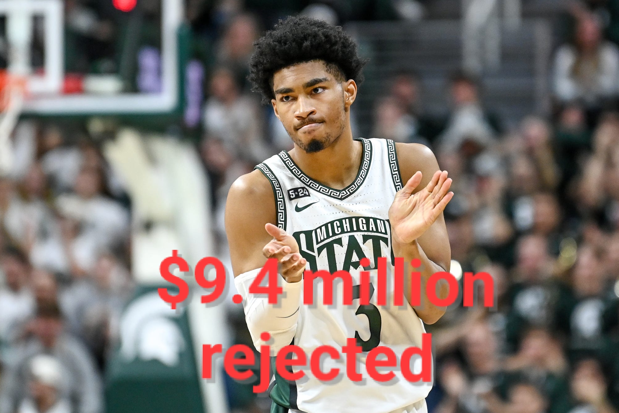 Jaden Akins, American point guard for MSU, declined $9.4 million offers from Alabama and Florida, affirming his commitment to the Spartans. He stated his dedication to fulfilling his mission at MSU, a team he’s cherished since childhood.