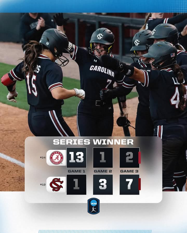 GAMECOCKS GET THE SERIES DUB 🔥 No. 12 South Carolina Softball takes down No. 14 Alabama, 7-2, in a weather-shortened Game 3 to win the series and make a powerful statement heading into the postseason push. #NCAASoftball #Gamecocks