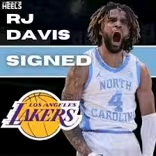 RJ Davis, the former UNC guard, has signed an Exhibit-10 contract with the Los Angeles Lakers after going undrafted in the 2025 NBA Draft🌴