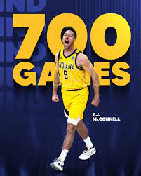 Tonight is T.J. McConnell’s 700th NBA game 🔥 He becomes just the 25th undrafted player in NBA history to reach that milestone. Congrats, T.J….