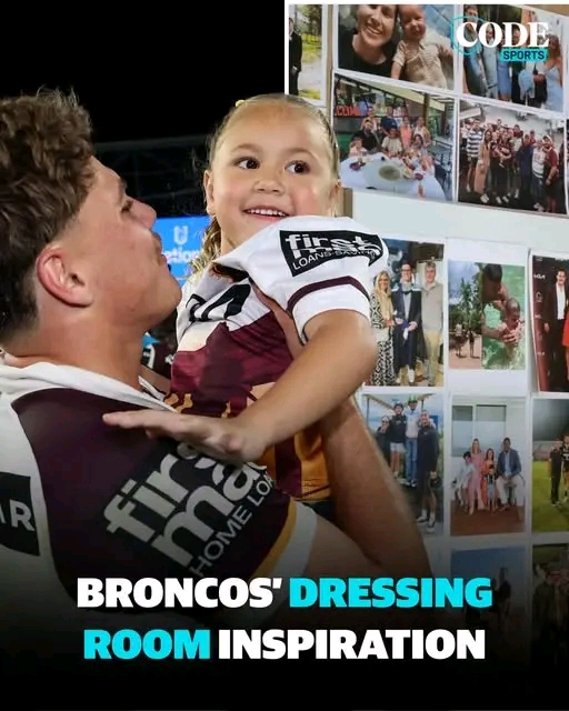 Reece Walsh has his daughter, Leila. Coach Michael Maguire, his wife Joelle and their children. Every Broncos player and staff member with their families.  Behind Brisbane’s premiership success was a special dressing room tribute to the important people in the lives of the Broncos.